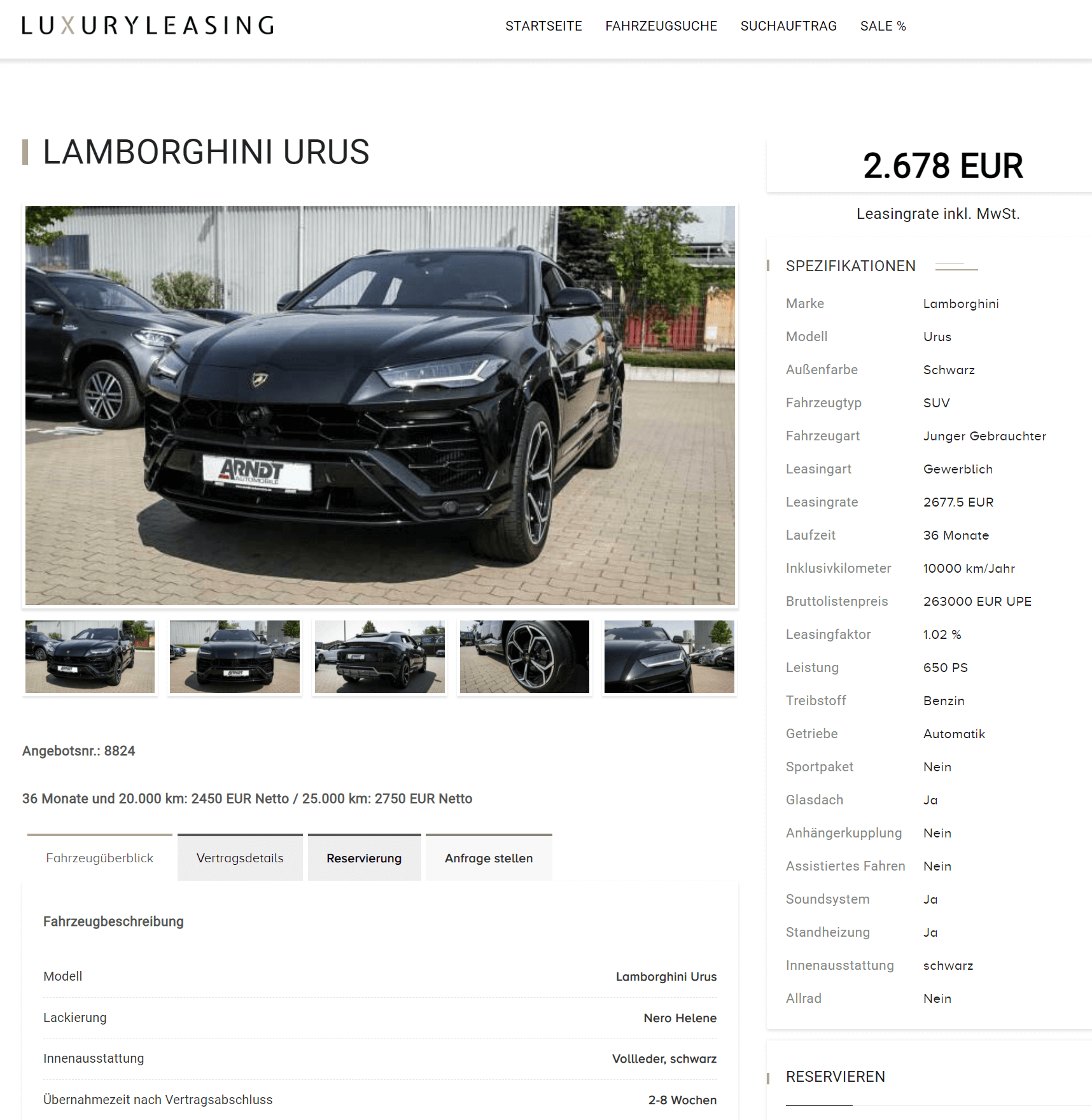 Lamborghini Urus Leasing für € im Monat netto 
